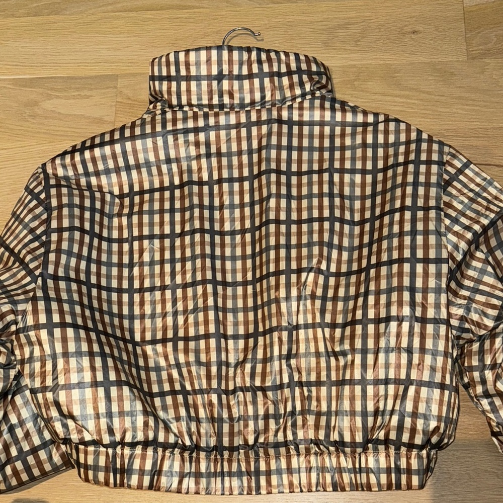 Zara Brown and Black Puffer Jacket with High Collar and Cropped Style - Picture 3 of 3